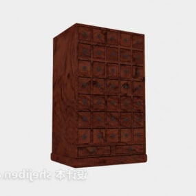 Ash Wood Shoe Cabinet With Tableware 3d model