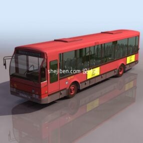3D model vozidla červeného autobusu