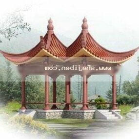3д модель Китайского павильона с видом на озеро