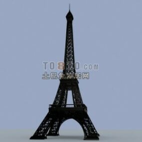 Eiffelova věž Black Steel Structure 3D model