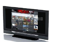 Monitor LCD marco negro con fondo modelo 3d