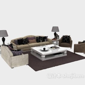 Moderne værelse med møbler 3d-model
