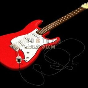Guitarra eléctrica pintada de rojo modelo 3d