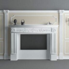 European Fireplace Wall 3d model