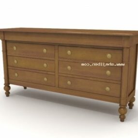 Old Brown Wood Cabinet 3d model