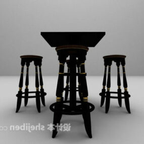 유럽식 바 테이블과 의자 조합 3d 모델