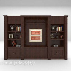 European Bookcase Brown Wood 3d model