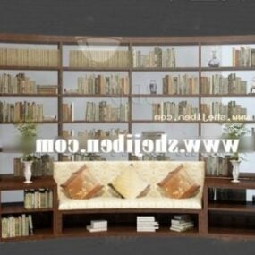 European Bookshelf Wood Furniture 3d model