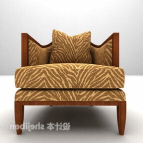 European Brown Single Sofa Chair Fabric 3d model