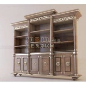 3д модель классического книжного шкафа из деревянного материала