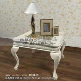 European Coffee Table With Tableware 3d model