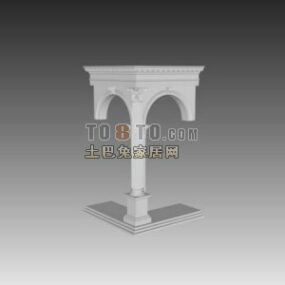 3д модель европейской классической колонны с головкой стены