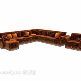 European Corner Sofa Velvet Material 3d model
