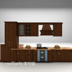 European Dark Wood Cabinet 3d model