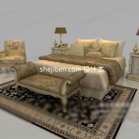 Antique Bed With Tufted Backwall 3d model