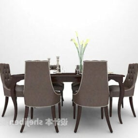 European Family Dinning Table Combination 3d model