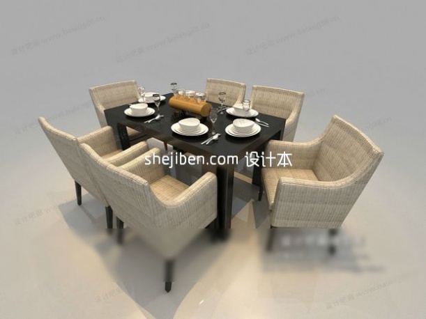 Cadeiras de jantar europeias confortáveis ​​com mesa