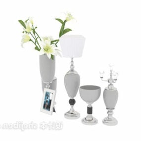 European Vase Decorating With Plant Pot 3d model