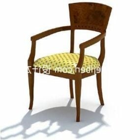 European Furniture Antique Wood Dining Chair 3d model