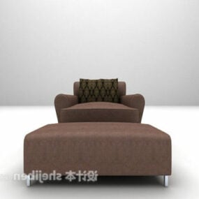 Brown Leather Sofa Chair European Style 3d model