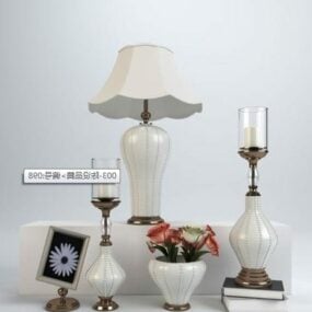ست چراغ رومیزی گلدان سرامیکی اروپایی مدل سه بعدی