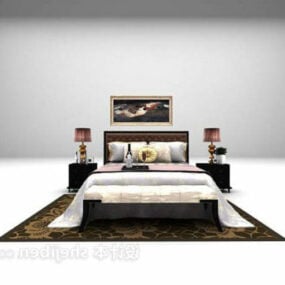 Europejski neoklasyczny zestaw podwójnych łóżek Model 3D