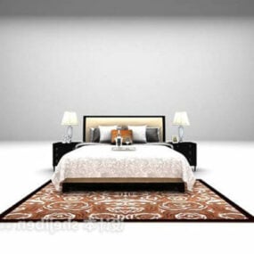 Mẫu giường đôi tân cổ điển phong cách châu Âu 3d