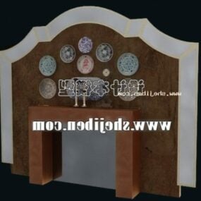 European Partition With Wooden Stool 3d model