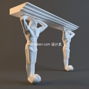 Europejska kolumna z rzeźbą gipsową Model 3D
