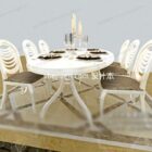 European pure white fresh round table 3d model .