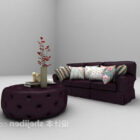 European Purple Leather Sofa With Table