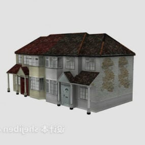 Model 3D europejskiej willi z czerwonym dachem