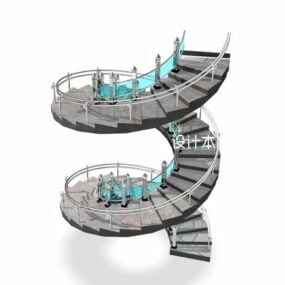 Modelo 3D de escada em espiral redonda