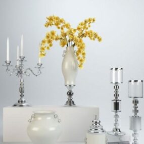 燭台付きヨーロッパの花瓶3Dモデル
