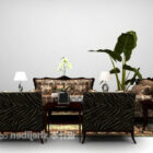 European Luxury Velvet Sofa Table
