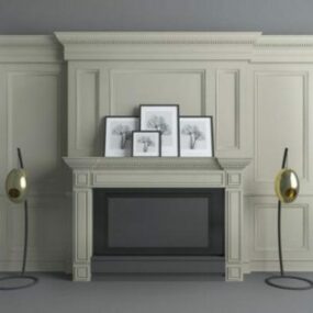 European Style Fireplace Wall Decor 3d model