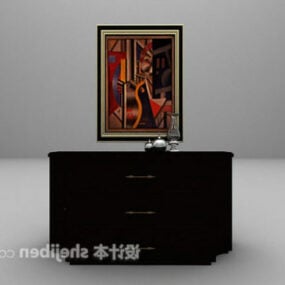 European Style Black Entrance Cabinet 3d model