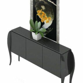 Mueble de entrada de madera negro europeo modelo 3d