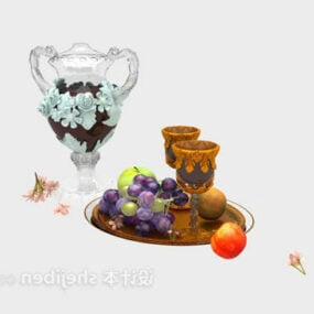 קישוטי קרמיקה עם פירות דגם תלת מימד