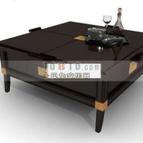 שולחן קפה שחור בסגנון אירופאי דגם תלת מימד