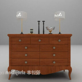 Antique Console Table With Tableware 3d model