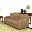 Upholstered Sofa With Caroet Floor Lamp Set