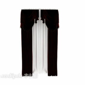 European Style Red Curtain 3d model