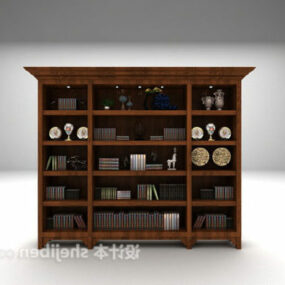 European Style Solid Wood Bookcase 3d model