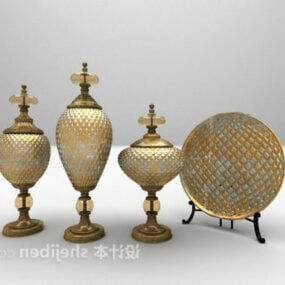 European Brass Art Vase Decorative 3d model