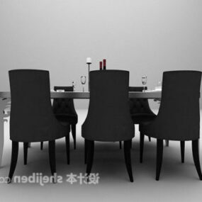 Europæisk rund spisebordsstolesæt 3d model