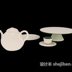 Europejski zestaw filiżanek do herbaty V1 Model 3D