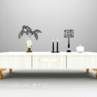 European White Tv Cabinet With Tableware