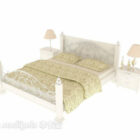 European Antique White Double Bed