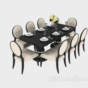 Model 3d Meja Dan Kerusi Makan yang Elegan
